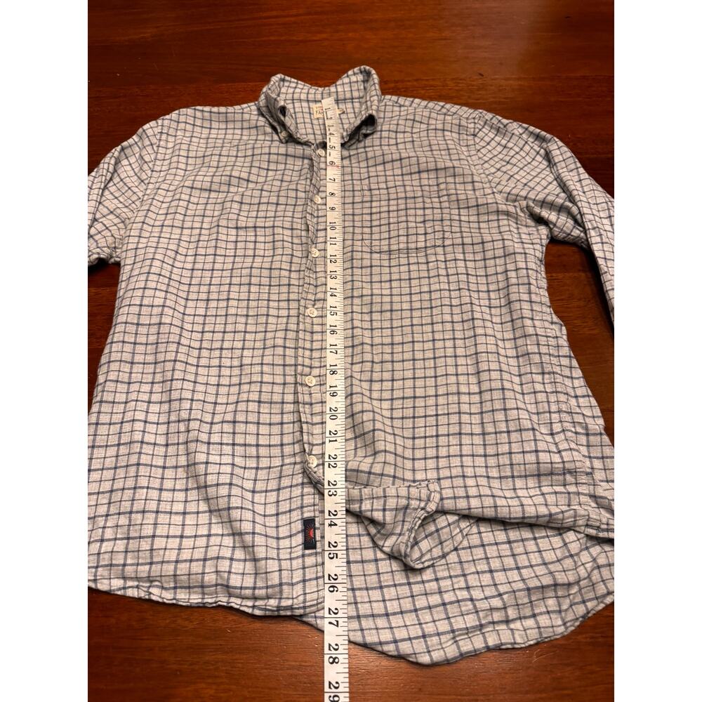 M Faherty Shirt Mens Gray Blue Check Cotton Long Sleeve Button Down - Picture 5 of 10